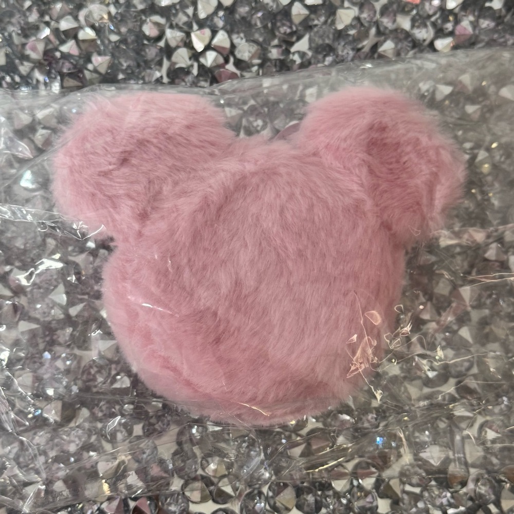 Disney bag mini Mickey ear shaped Pink Furry fuzzy shape Ears bag Accessory clip